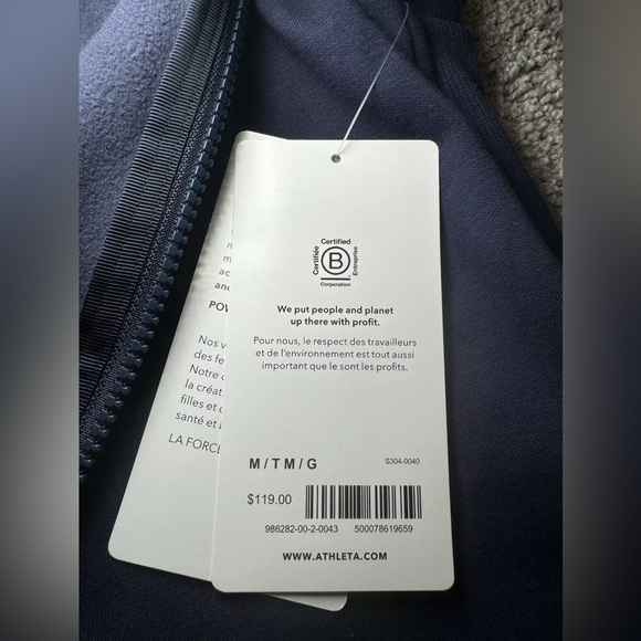 NWT Athleta Triumph Game Point Jacket, Blue/Side Stripes, Sz Medium Tall - Picture 9 of 12